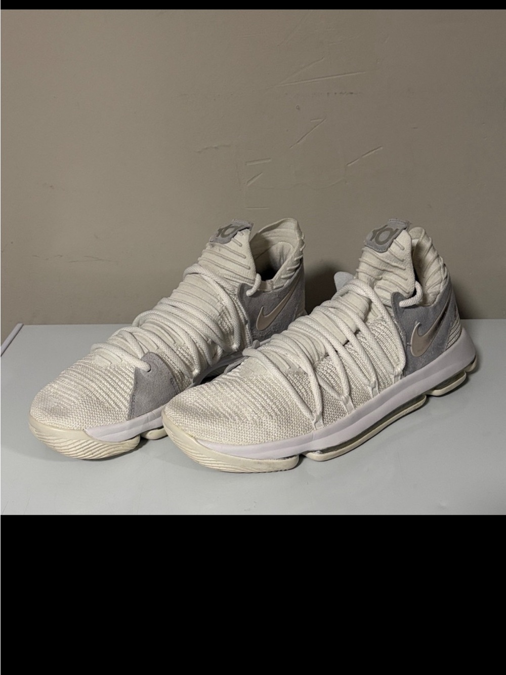 Nike White and Light Gray KD Basketball Shoes